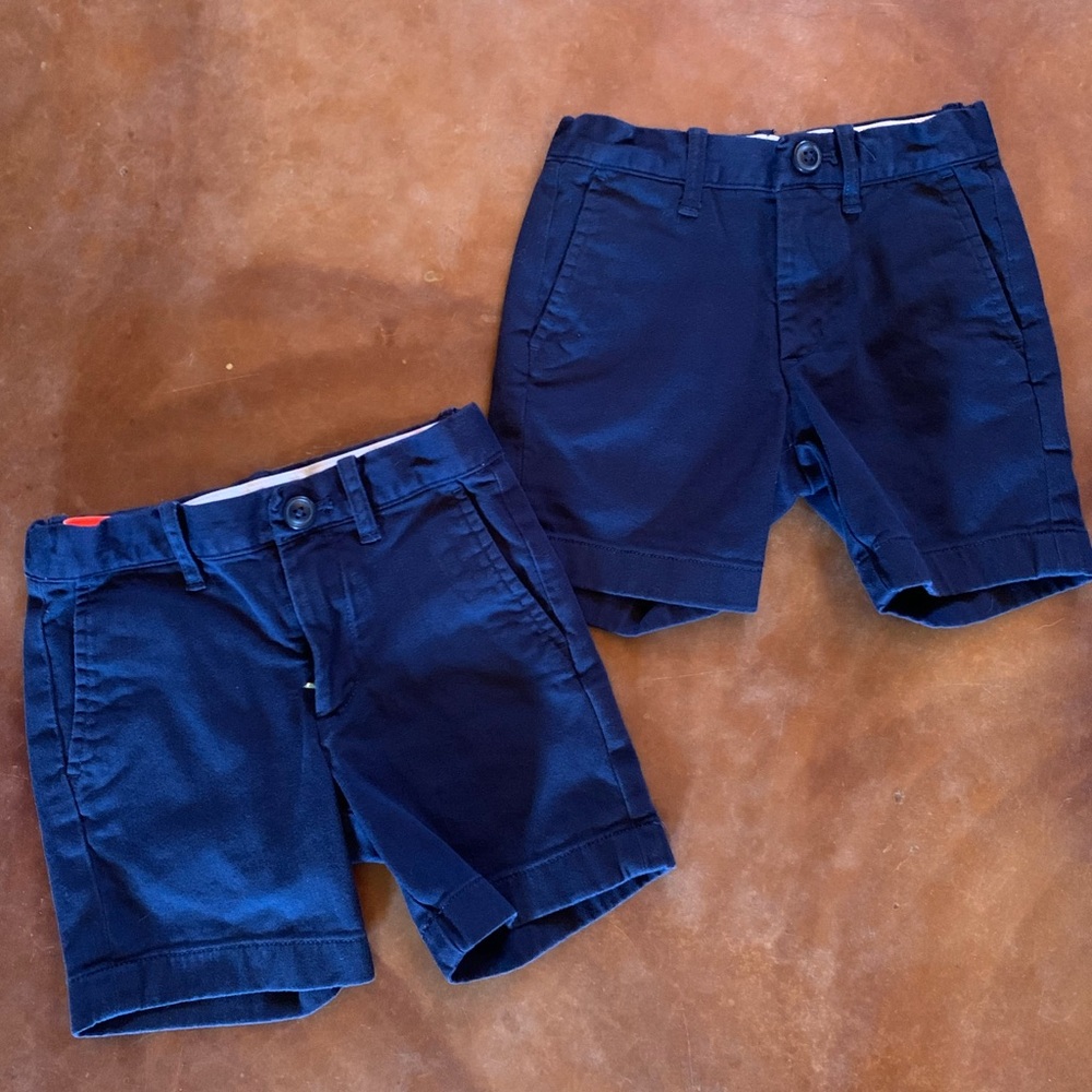J Crew Factory Boys EUC set of 2 “Gramercy flex chino short” size 3 navy